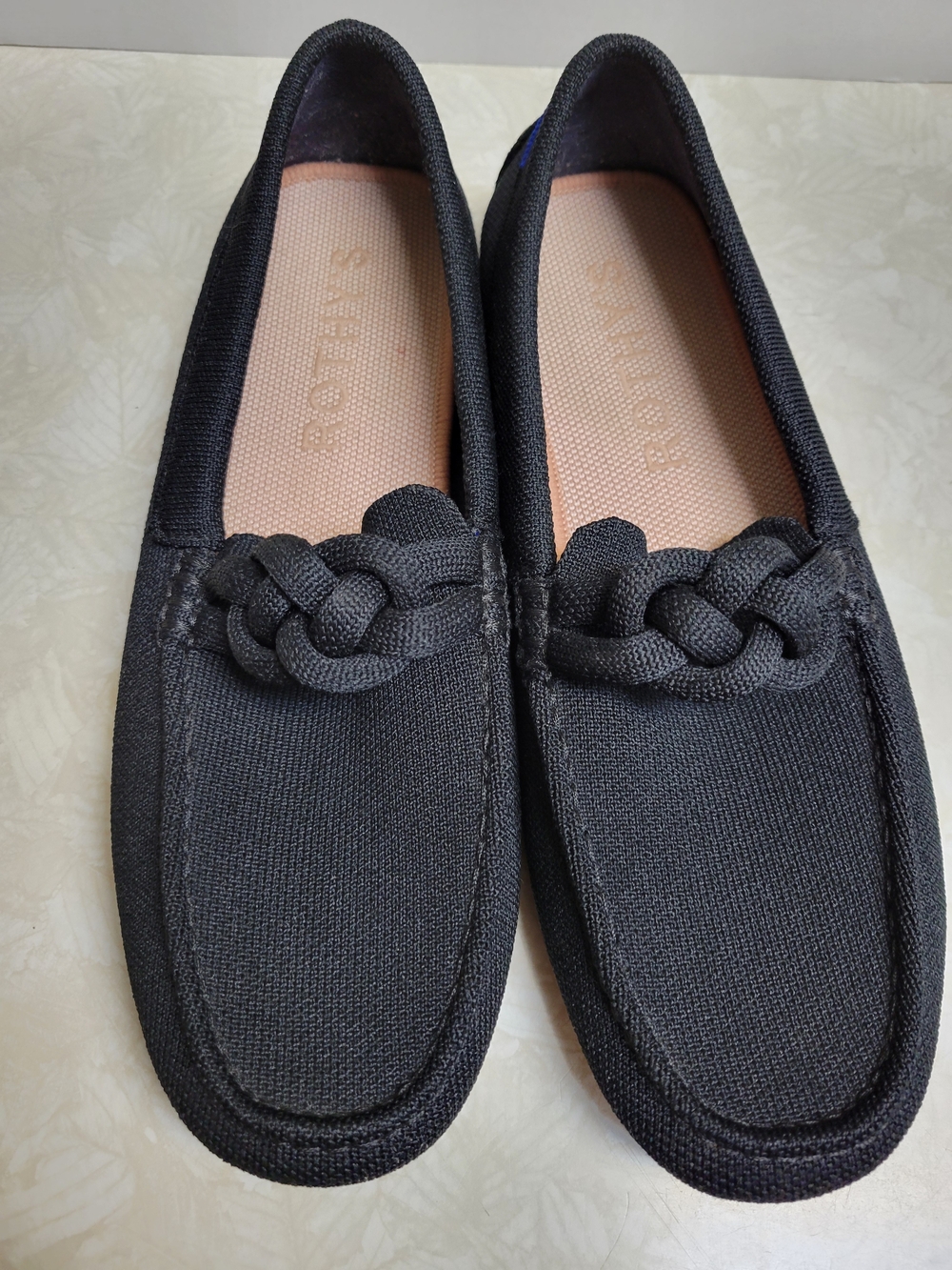 Rothy's Black Braided Canvas Slip-On Loafers - Picture 2 of 5